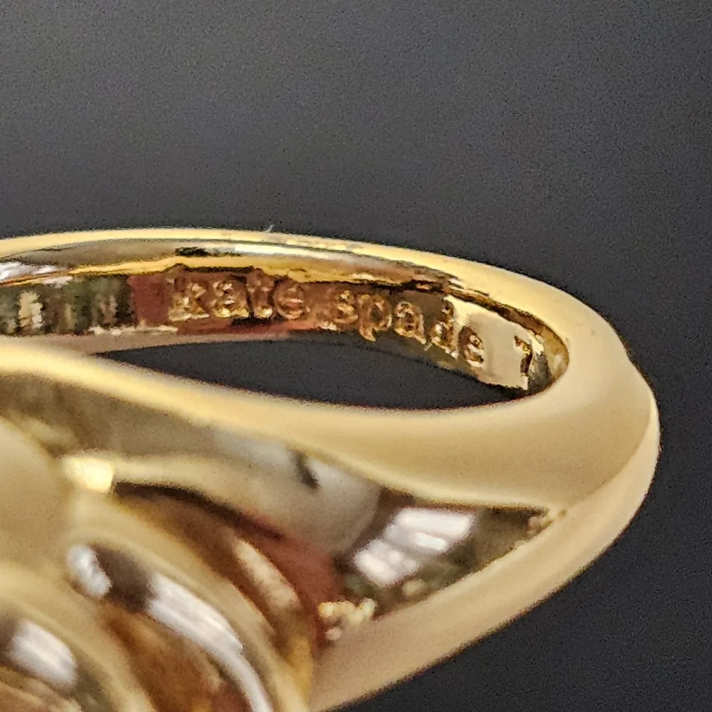 Kate Spade Oh What Fun Teddy Bear Ring Size 7 Gold Tone Statement Novelty